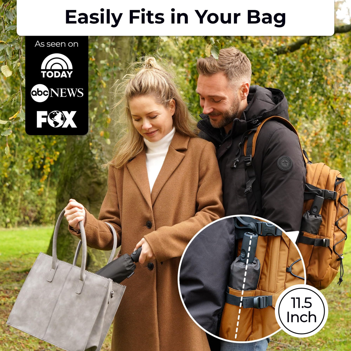 TUMELLA Strongest Windproof Travel Umbrella (Compact, 100MPH Wind-Tested), Light, Portable, One-Handed Use, Automatic Folding Rain Umbrella, Durable, Premium Grip, Fits Car & Backpack