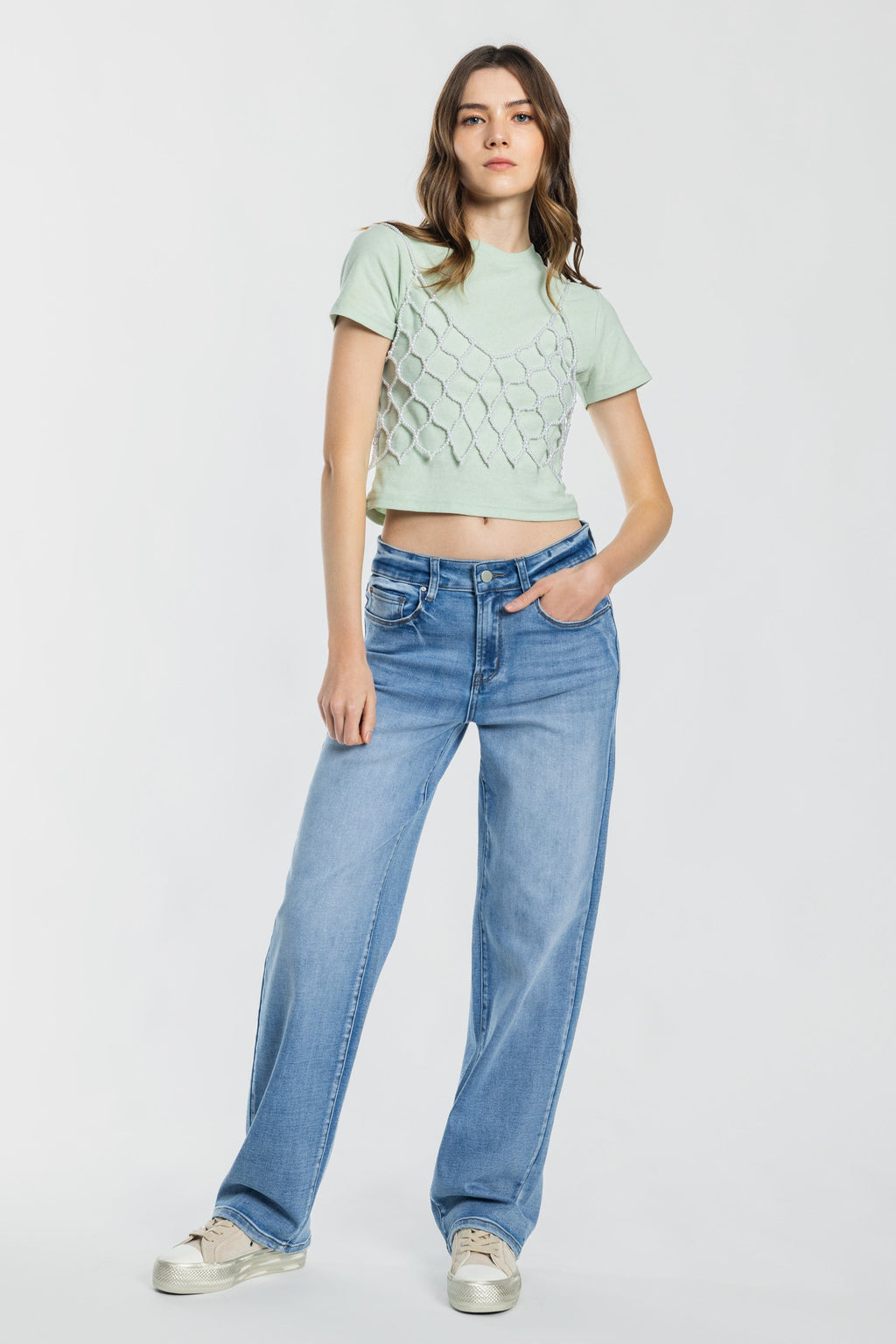 Mid Waist Loose Straight Jeans