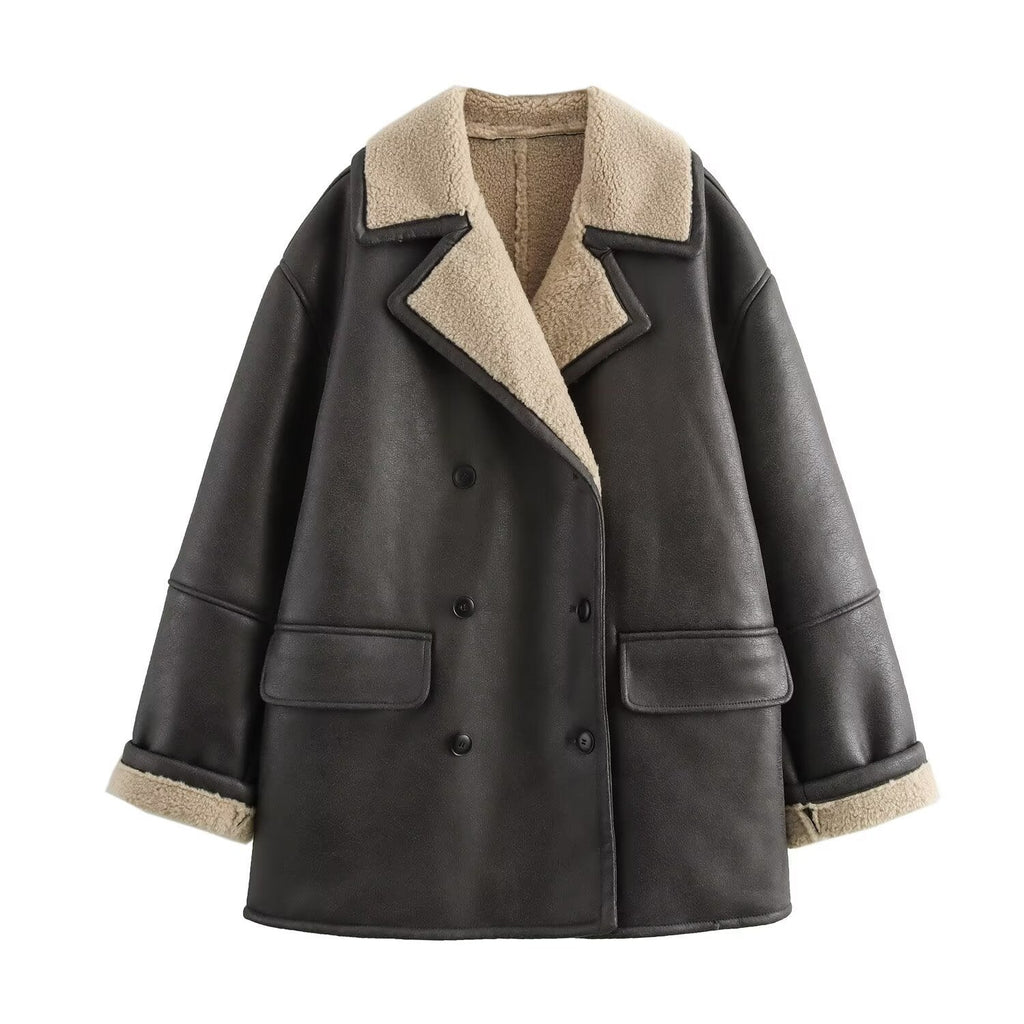 Women's Loose-Fit Fur Collar Jacket